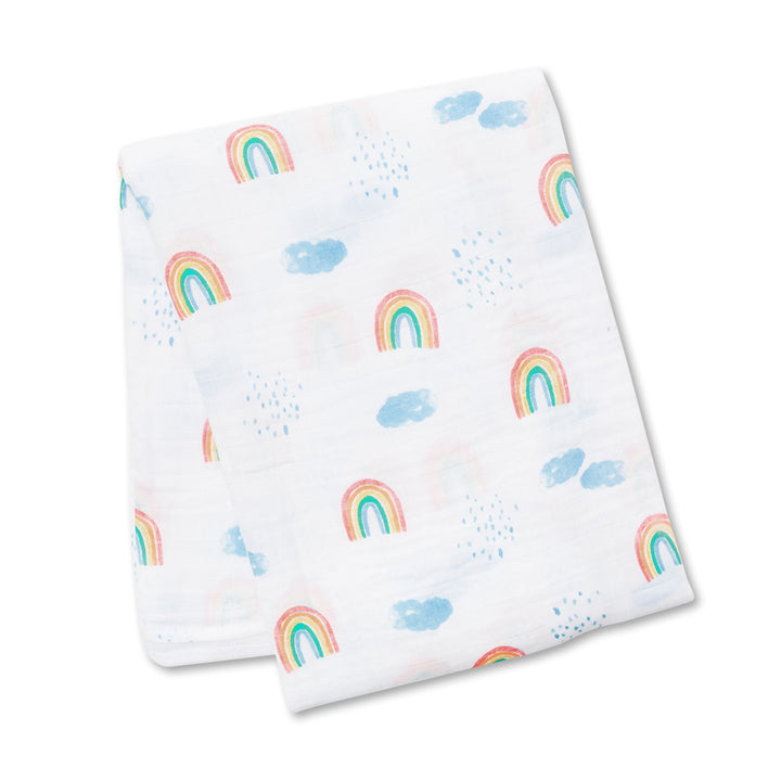 Lulujo - Swaddle Blanket Muslin Cotton - Rainbow Sky Cotton Muslin Swaddle Blanket - Rainbow Sky 628233454409