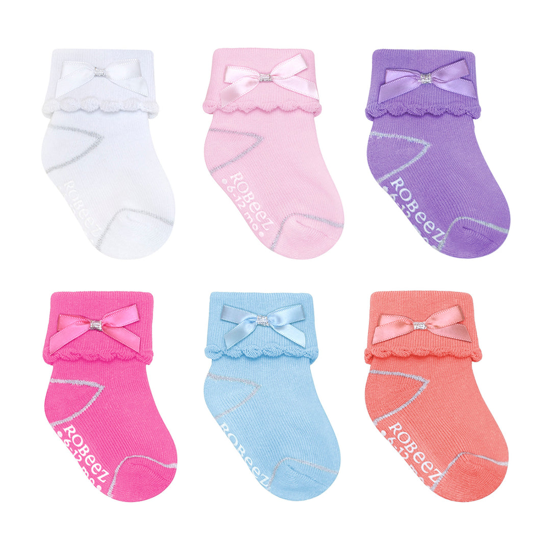 Robeez - F24 - 6pk Infant Socks - Bow-Tastic - 12-24M 6pk Infant Socks - Bow-Tastic 197166010841