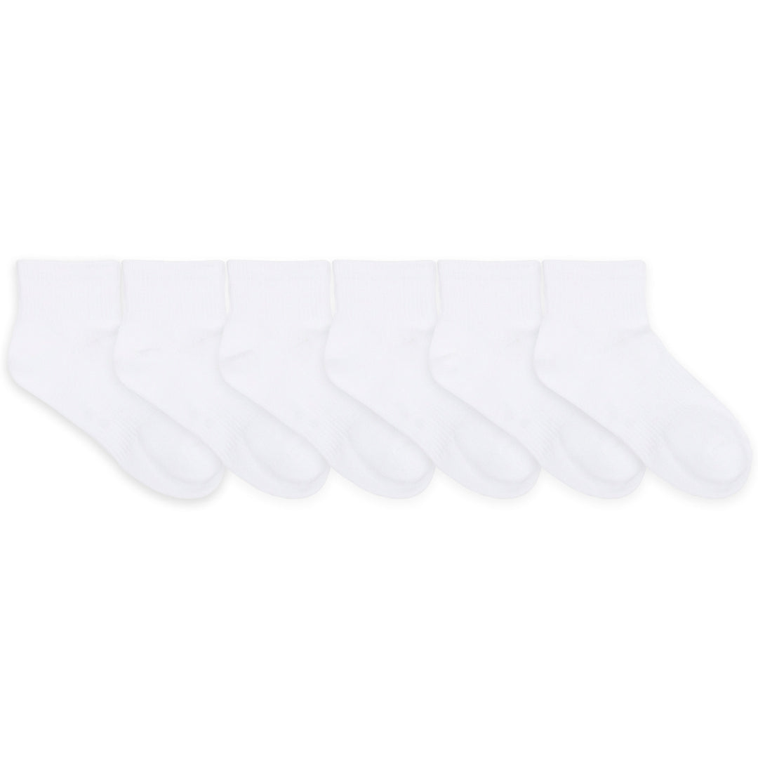Robeez - Core -6 Pack Kids Socks-Solid QTR White-9-11 6 Pack Kids Socks - Solid Quarter White 197166011299