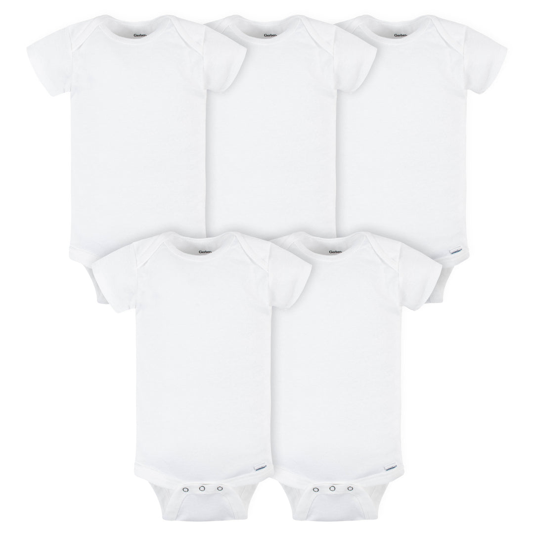 d - Onesies - 5 Pack Short Sleeve Bodysuit - White - 6-9M Gerber® 5-Pack Baby Neutral White Short Sleeve Onesies® Bodysuits 047213923221
