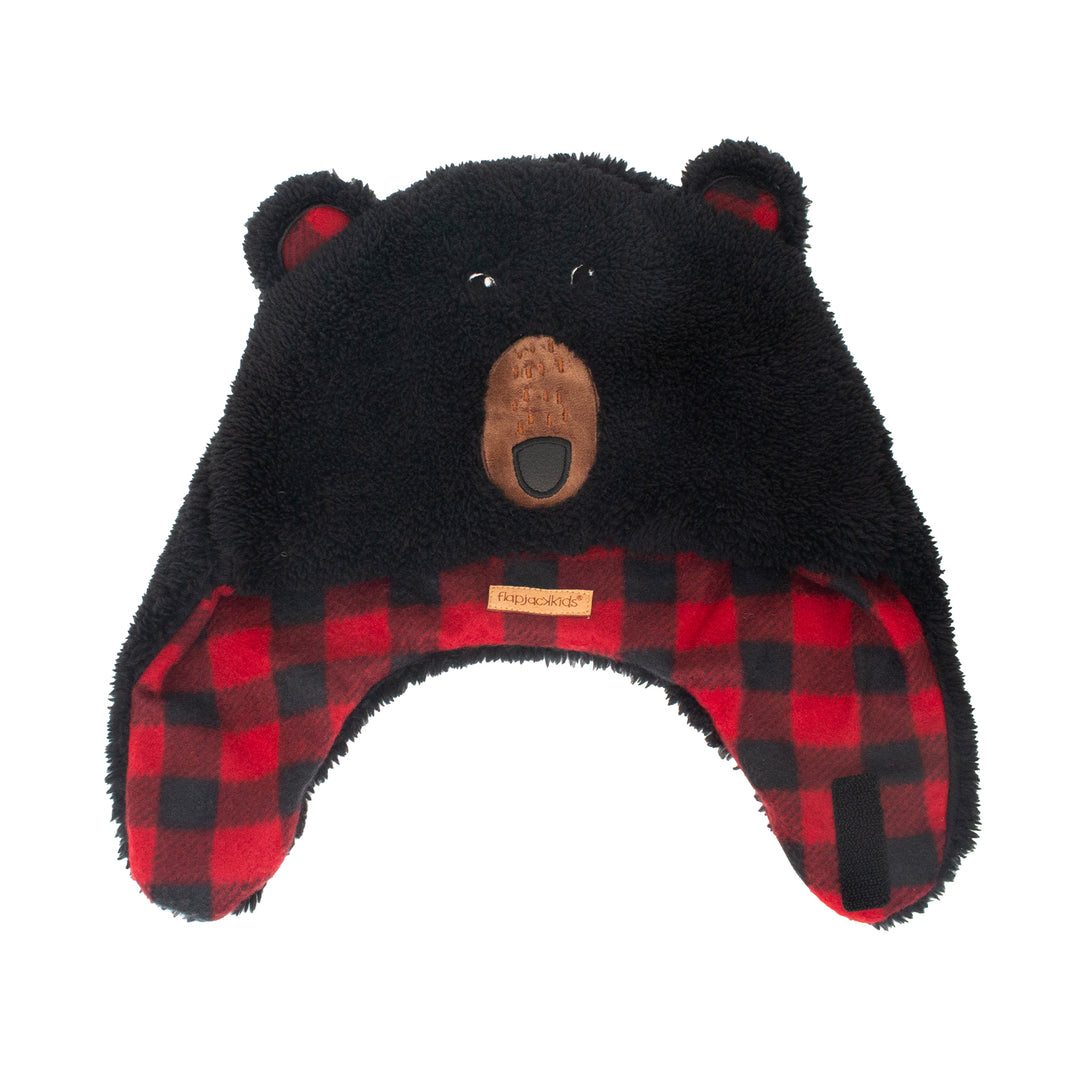 FlapJackKids - Reversible Sherpa Hat Black BearMonkey 6-24M Reversible Sherpa Hat - Black Bear/Monkey 990006502205