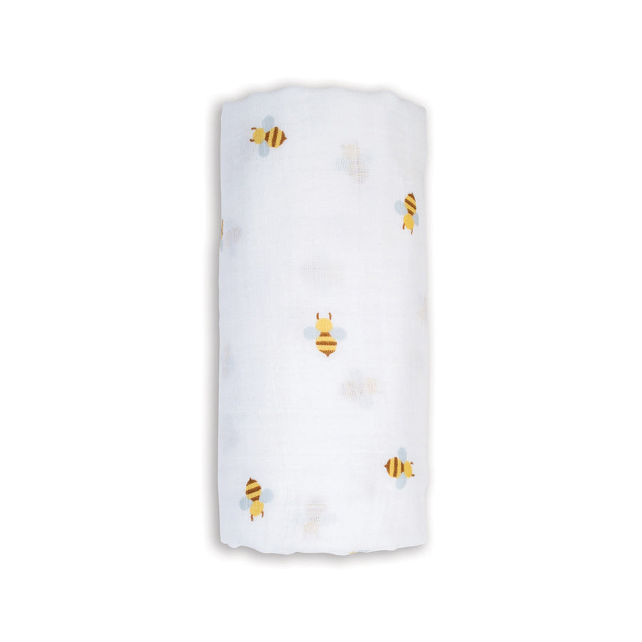 Lulujo - Swaddle Blanket Muslin Cotton LG - Bees Swaddle Blanket Muslin Cotton LG-Bees 628233454874