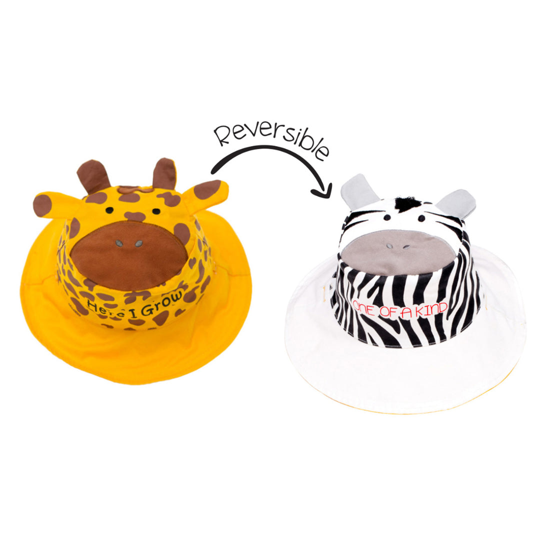 d - FlapJackKids - Kids Sun Hat - GiraffeZebra - Medium 2-4Y Kids UPF50+ Sun Hat - Giraffe/Zebra 873874000878