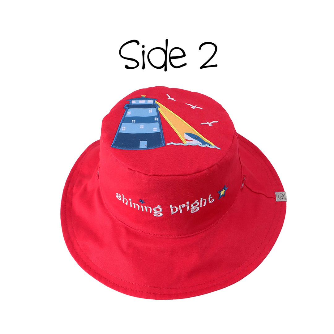 Reversible Kids UPF50+ Sun Hat - Tall Ship/Lighthouse