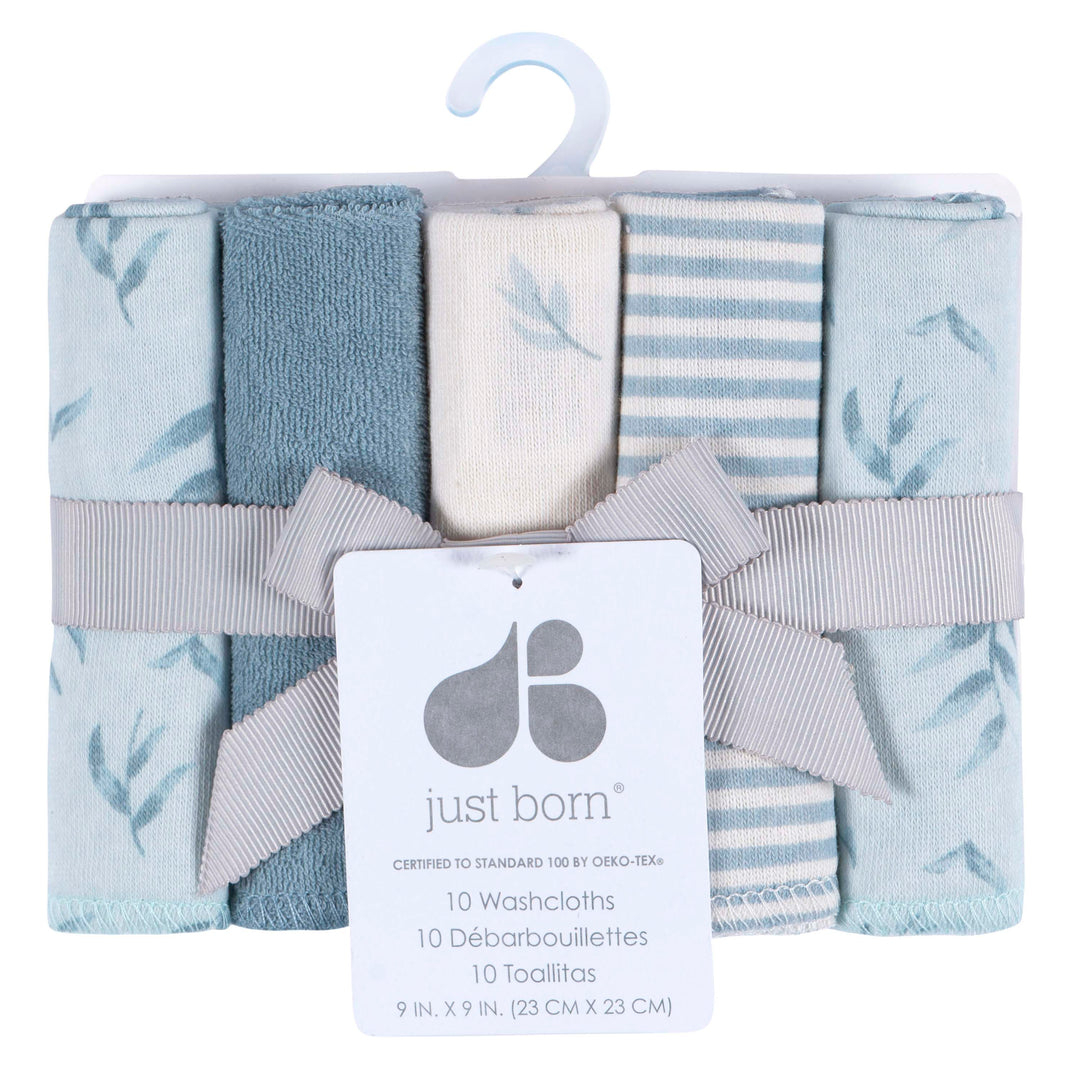 Just Born by Gerber Baby Boy 10-Pack Washcloths - BLUE