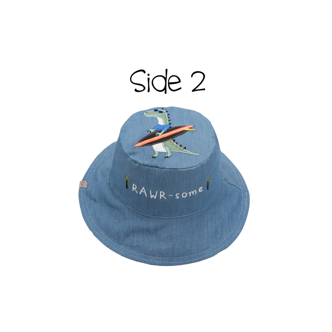 Kids UPF50+ Sun Hat - Dino/Surfer Dino