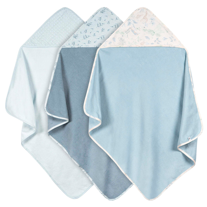 Just Born - OP2401 - 3pk Hooded Towels - Blue Just Born by Gerber Baby Boy 3-Pack Hooded Towels - BLUE 032633138270