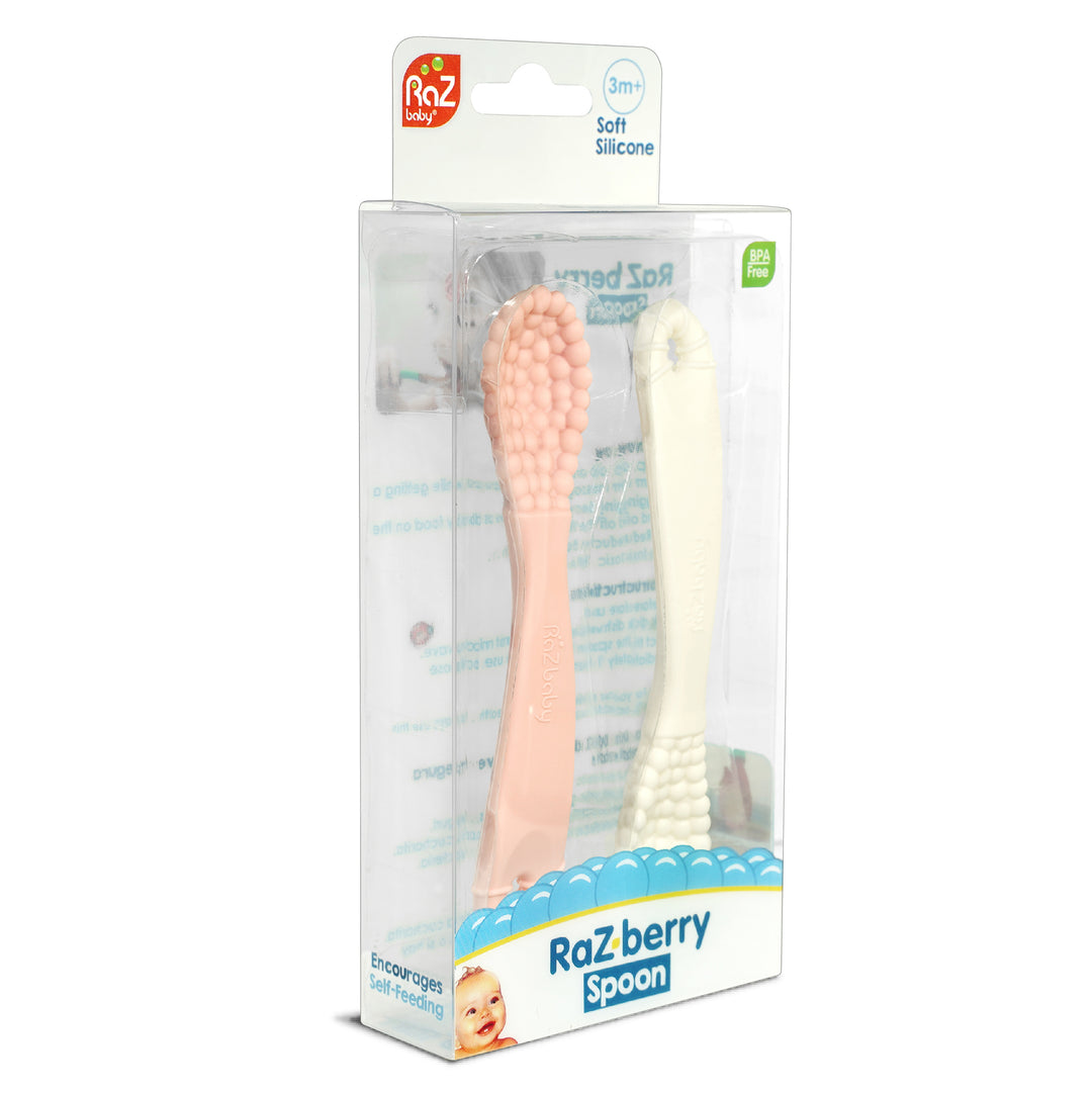 RaZberry Silicone Training Spoon - 2 pack - Pink & White