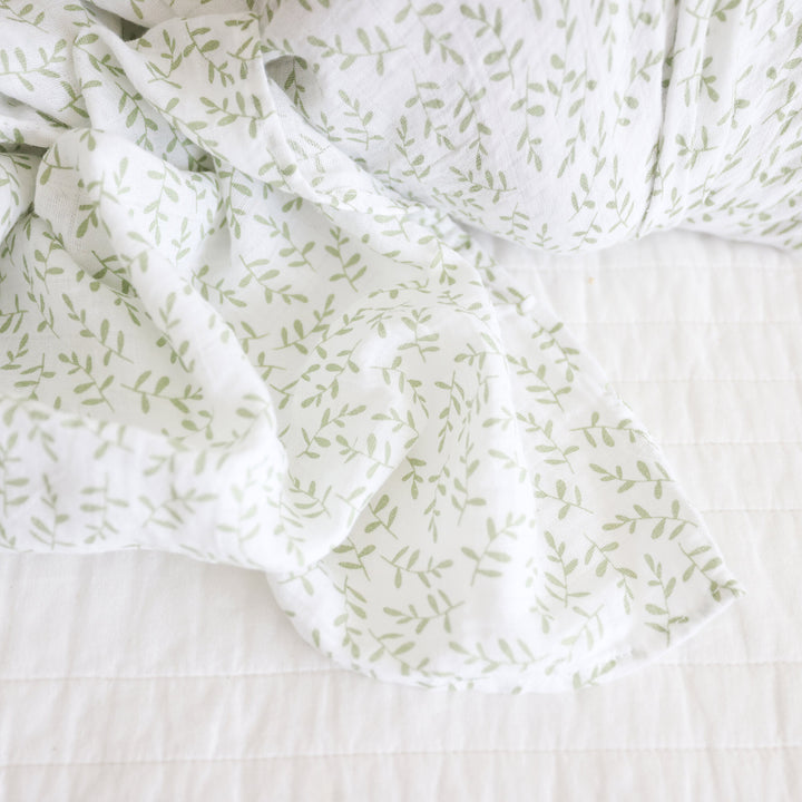 Swaddle Blanket Muslin Cotton LG- Greenery