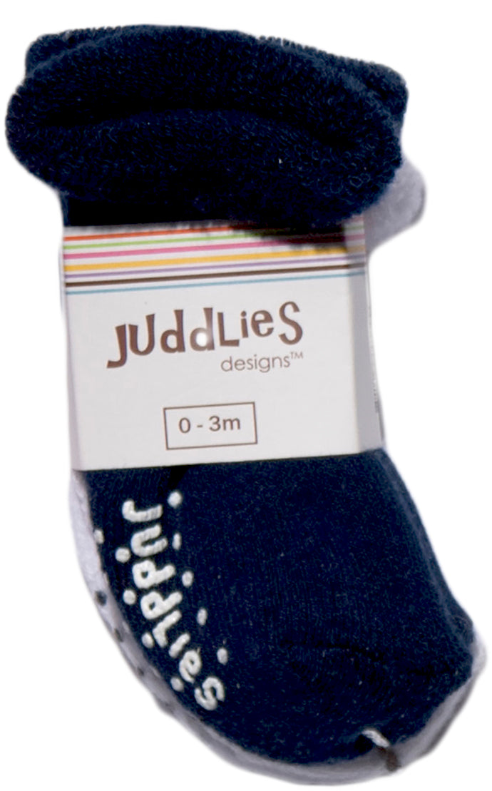 Juddlies - 2pairs Infant Socks - Navy + White 2 pack Infant Socks - Navy + White 821436005199