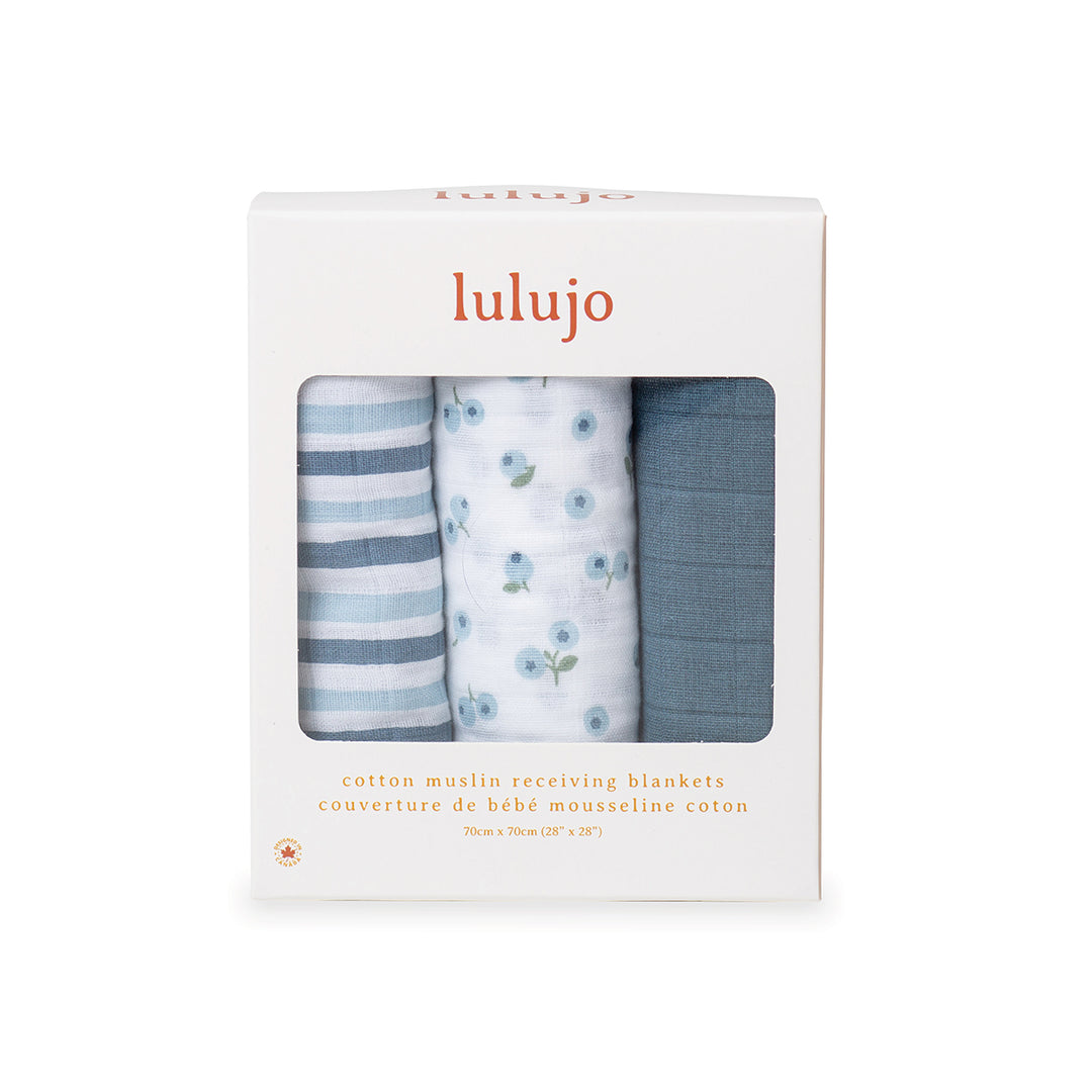 Cotton Receiving Blankets - 3 pack - Blueberries