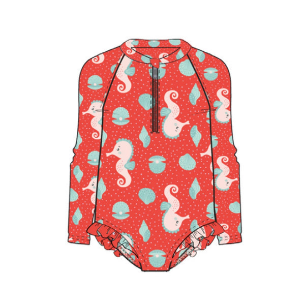 Rashguard Ruffled 1Pc Swimsuit - Sally the Seahorse