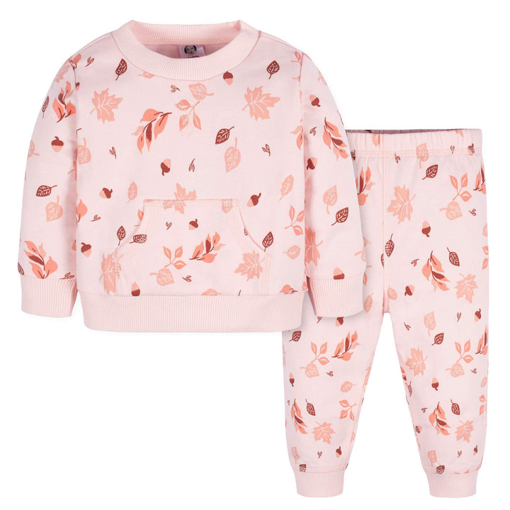 d - Gerber -23F- 2pc Sweatshirt+Pant  Orange Foliage- 24M 2 Piece Sweatshirt + Pant Set - Girl - Orange Foliage 013618397578