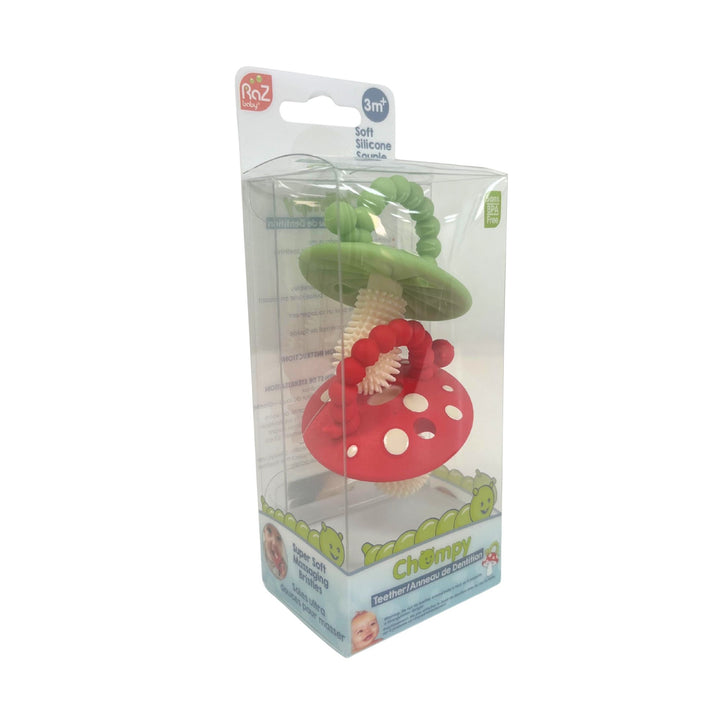 Anneau de dentition en silicone Chompy Mushroom (lot de 2) - Rouge et vert