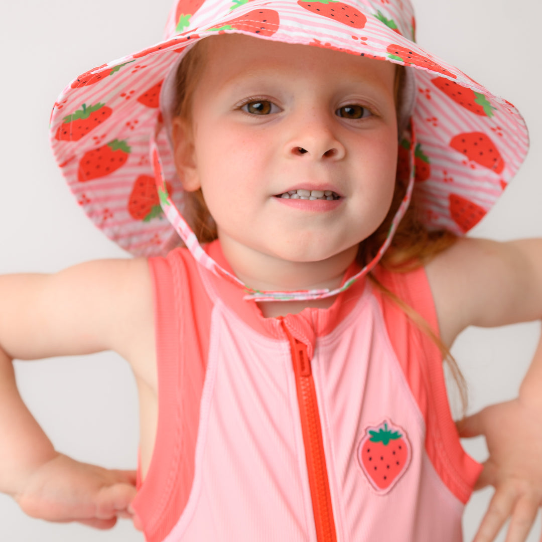 Girls Short Sleeve 1pc Solid Swimsuit