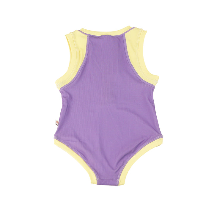 Girls Short Sleeve 1pc Solid Swimsuit