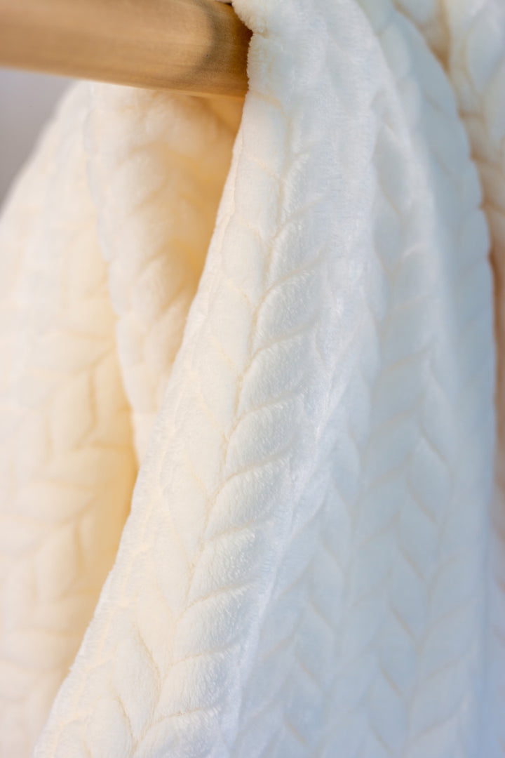 Jacquard Flannel Blanket - Cream