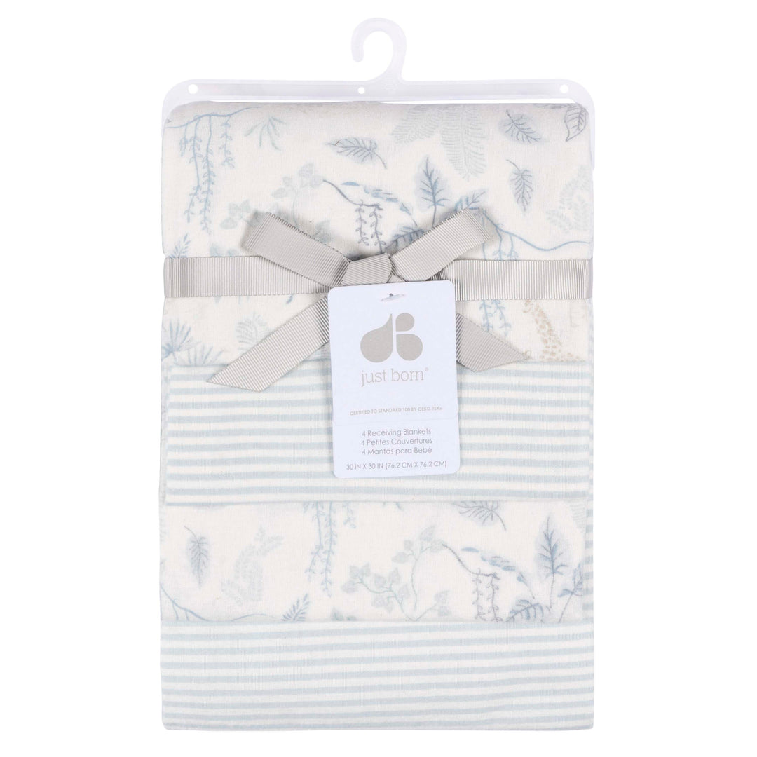 4-Pack Flannel Receiving Blankets - Ivory Jungle