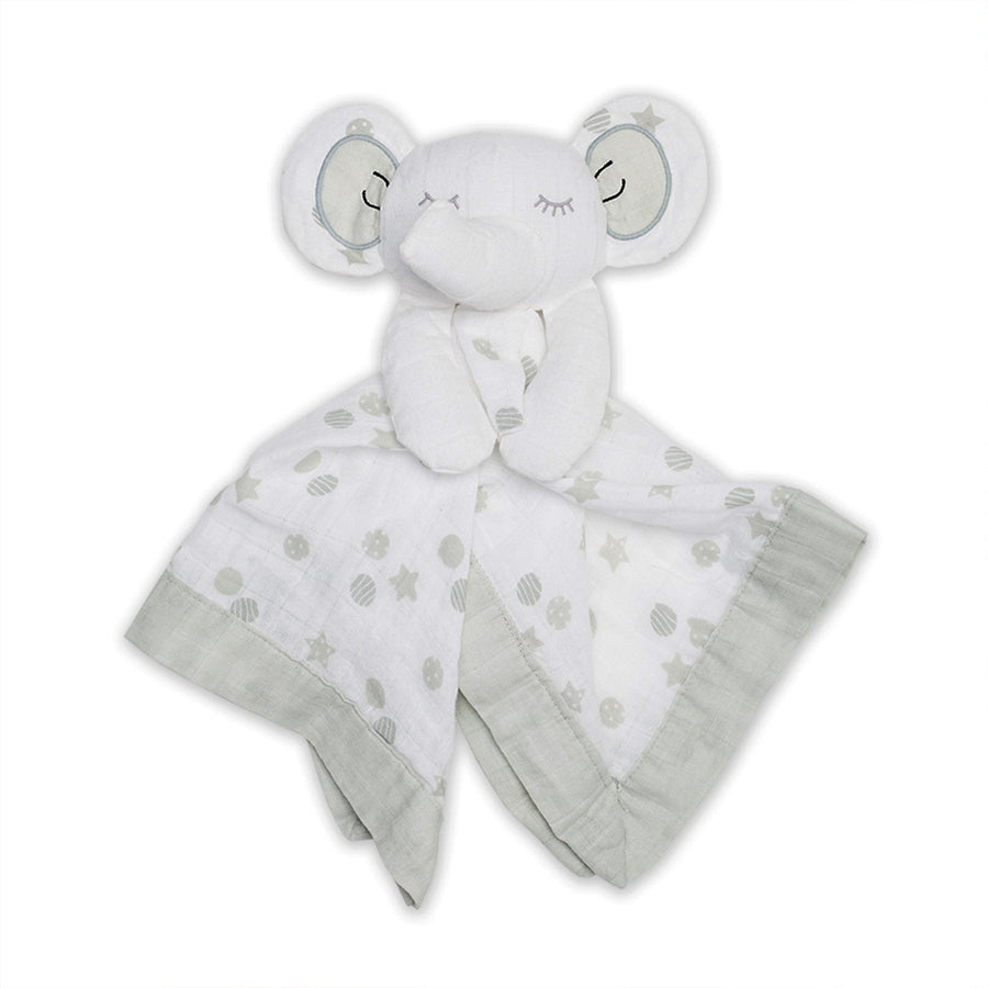 Lulujo - Lovey Muslin Cotton - Grey Elephant Cotton Muslin Lovey - Grey Elephant 628233459046