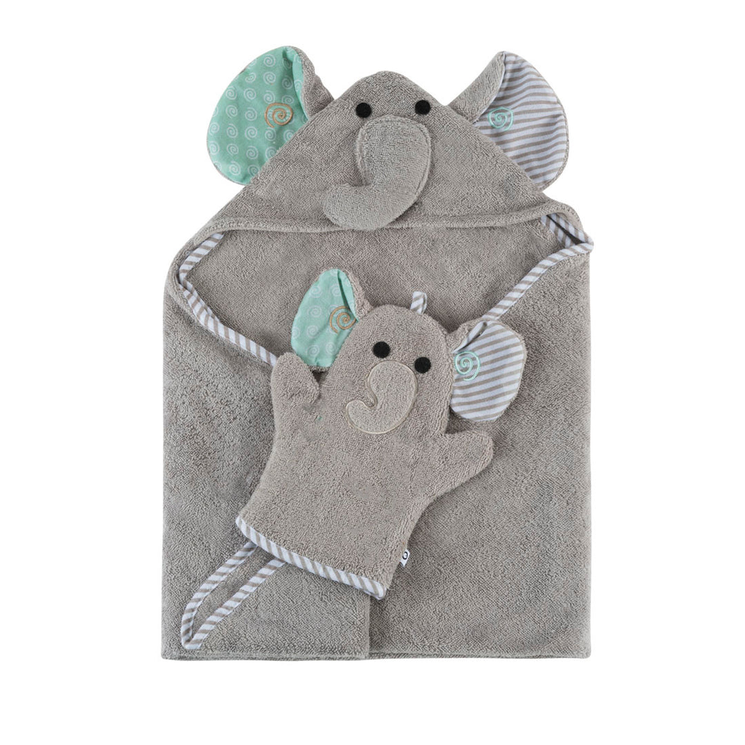 Baby Snow Terry Hooded Bath Towel - Elle Elephant 0-18M