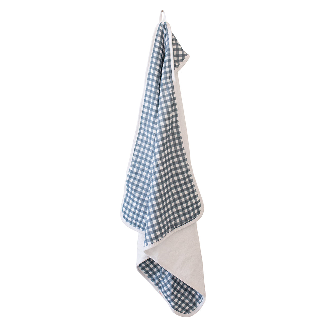 Hooded Towel - Navy Gingham