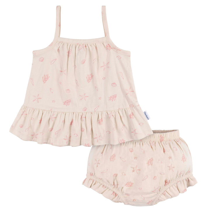 d - Gerber - 24S - 2pc Tunic+Diaper Set G Seashells - 24M 2pc Tunic + Diaper Set Girl - Seashells 013618434990