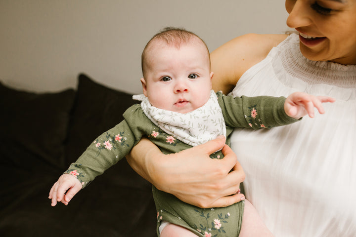 Bandana Bibs - 2 pack - Boho - Daisy + Greenery