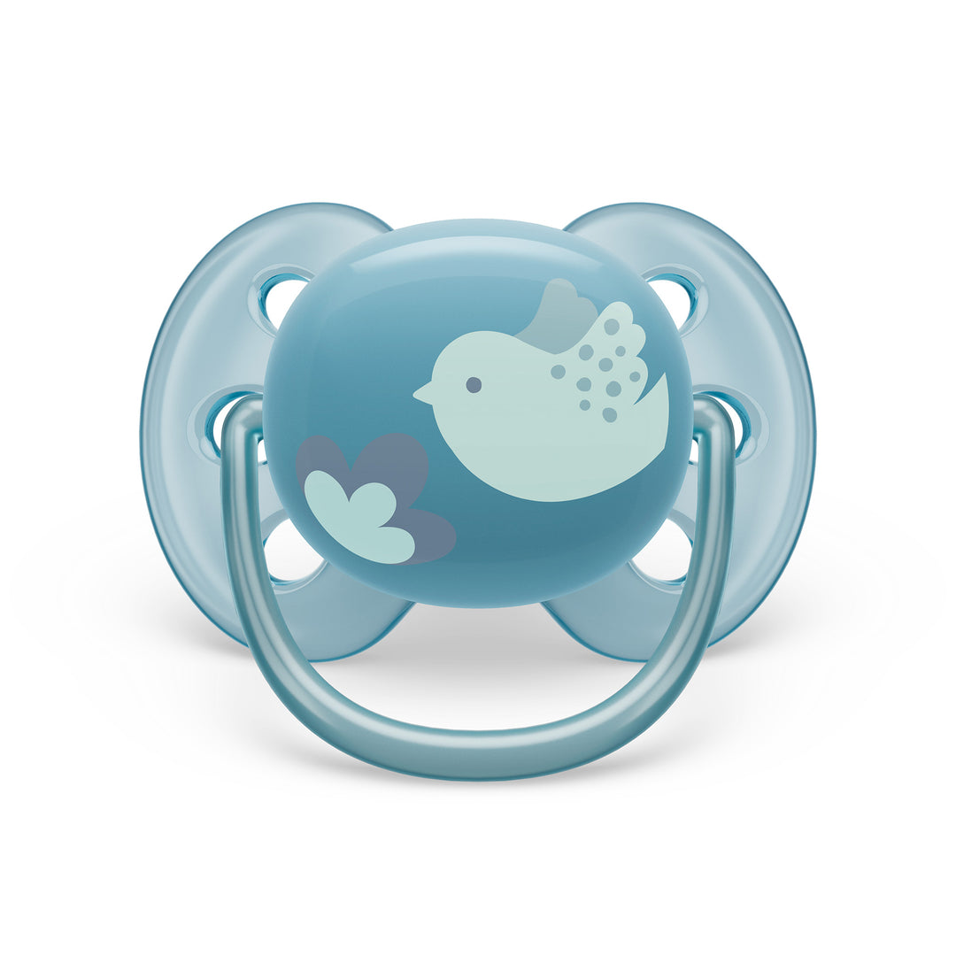 Ultra Soft Pacifier   6 18m   Blue Dove + Silver Leaf   2 pack