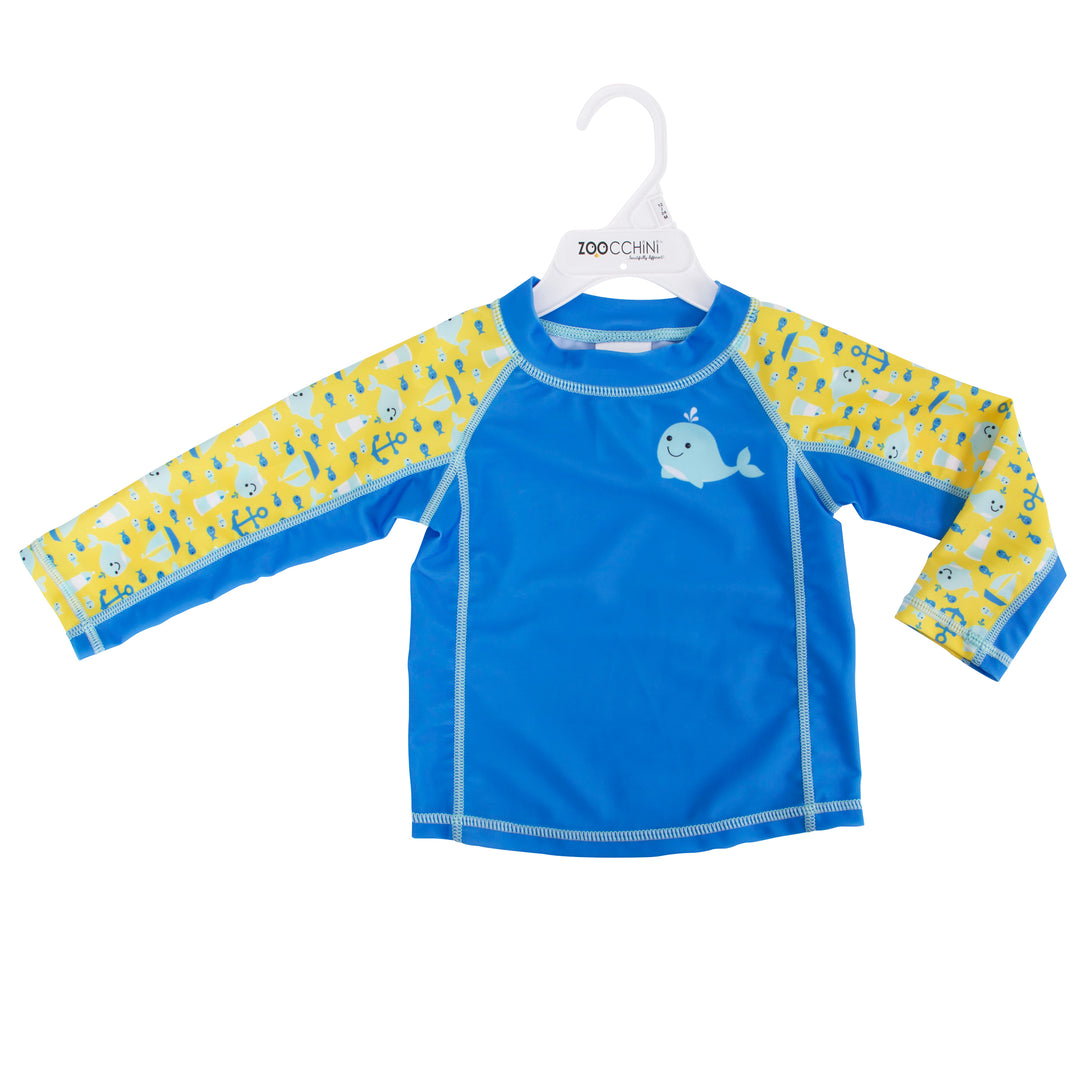 Long Sleeve Baby UPF50+ Rashguard Swim Top - Whale