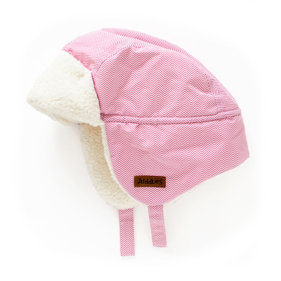 d - Juddlies - Baby Winter Hats - Herringbone Pink - 6-12M Winter Hats - Herringbone Pink 821436009043