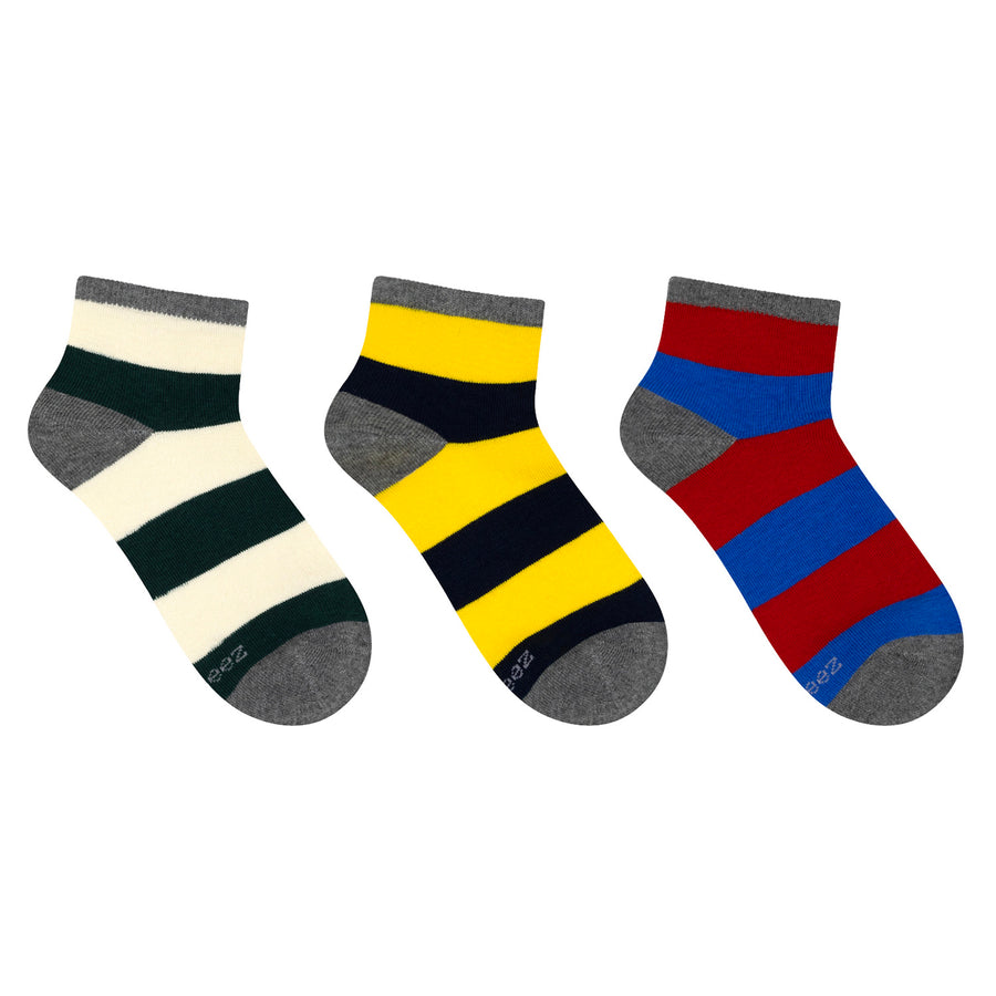 Robeez - F24 - 3pk Kids Socks - Rugby Stripes QTR - 6-7.5 3pk Kids Socks - Rugby Stripes QTR 197166012180