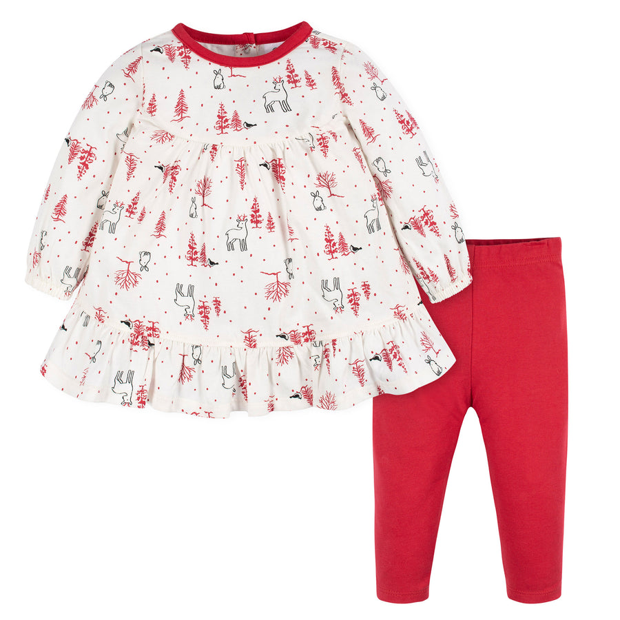 d - Gerber -23F- 2pc DressLegging Set Girl Winter Scene- 24M 2 Piece Dress + Legging Set - Girl - Winter Scene 013618395581