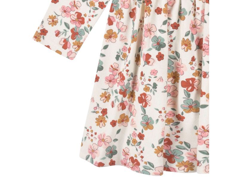 2-Pack Baby Girls Green Floral Long Sleeve Dresses