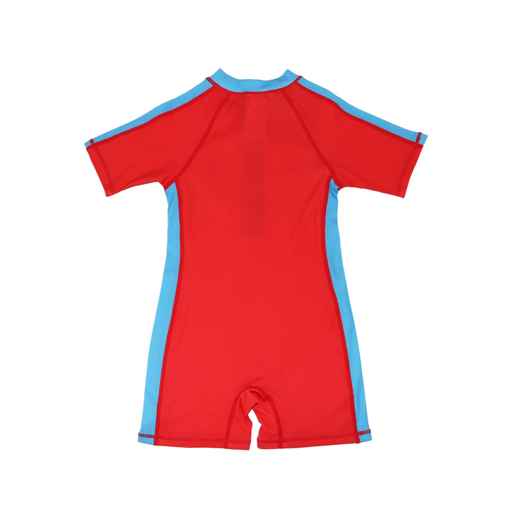 Boys Short Sleeve 1pc Solid Swimsuit
