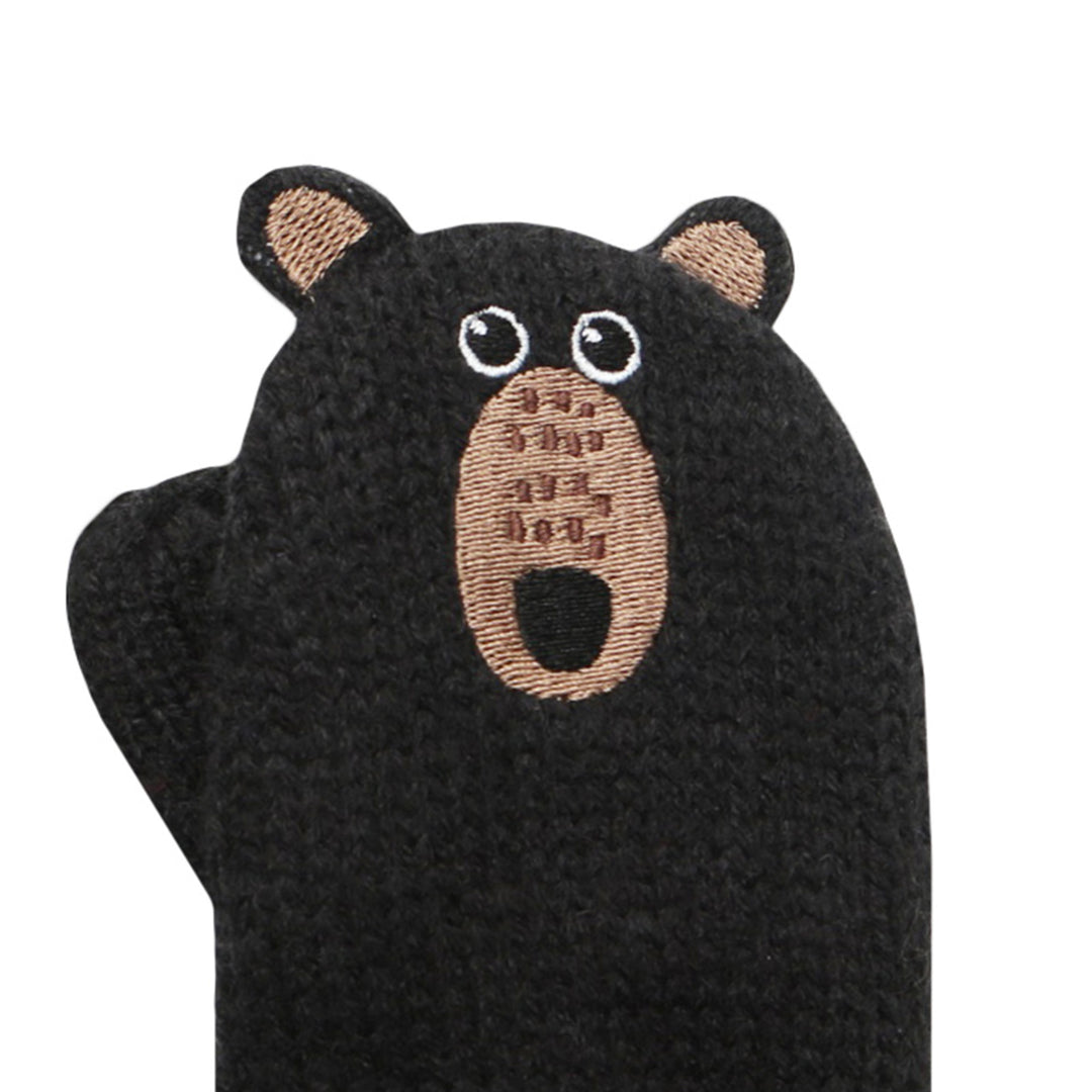 Baby Knitted Mittens   Black Bear