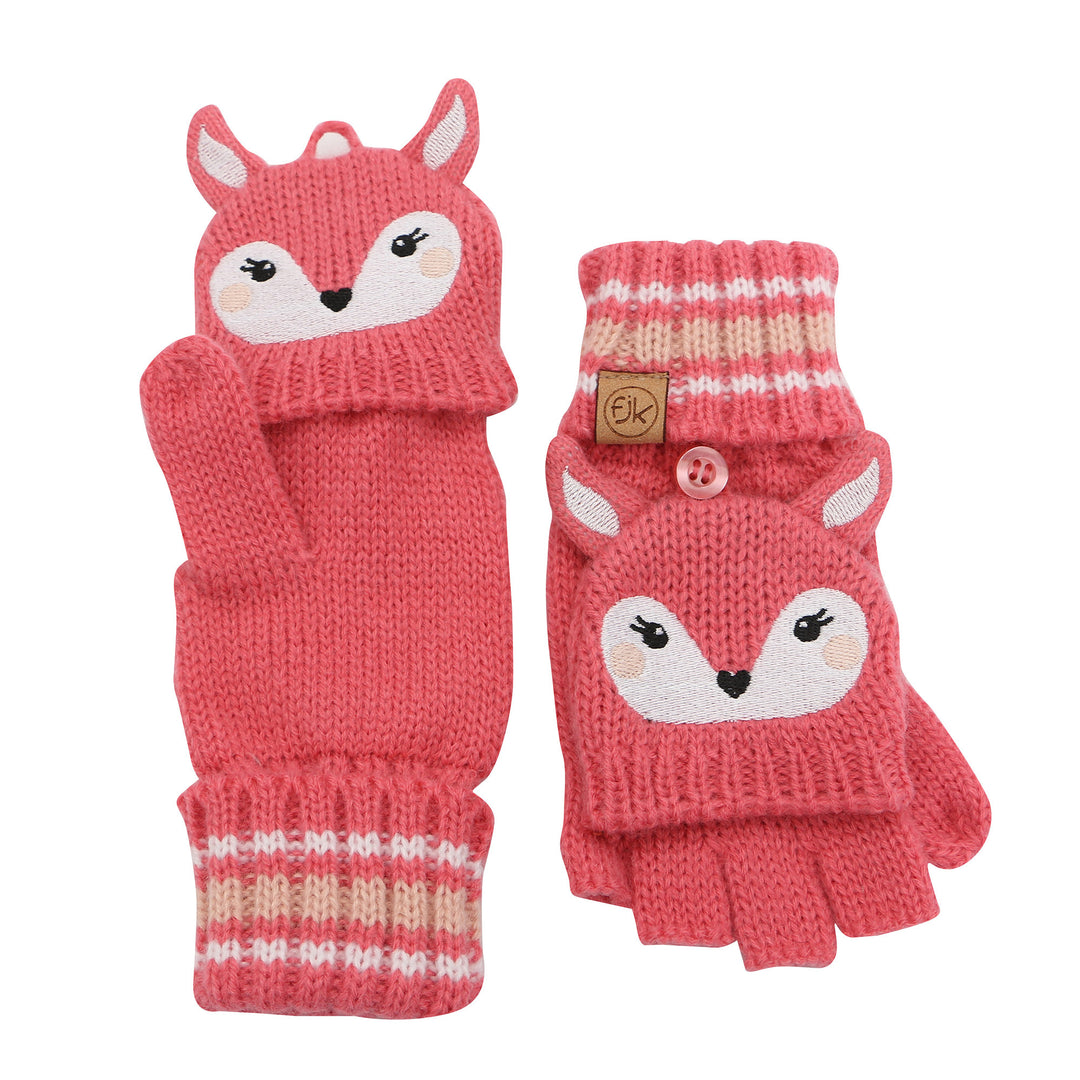 FlapJackKids - Knitted Fingerless Gloves wFlap Deer M 2-4Y Knitted Fingerless Gloves w/Flap - Deer 873874007921