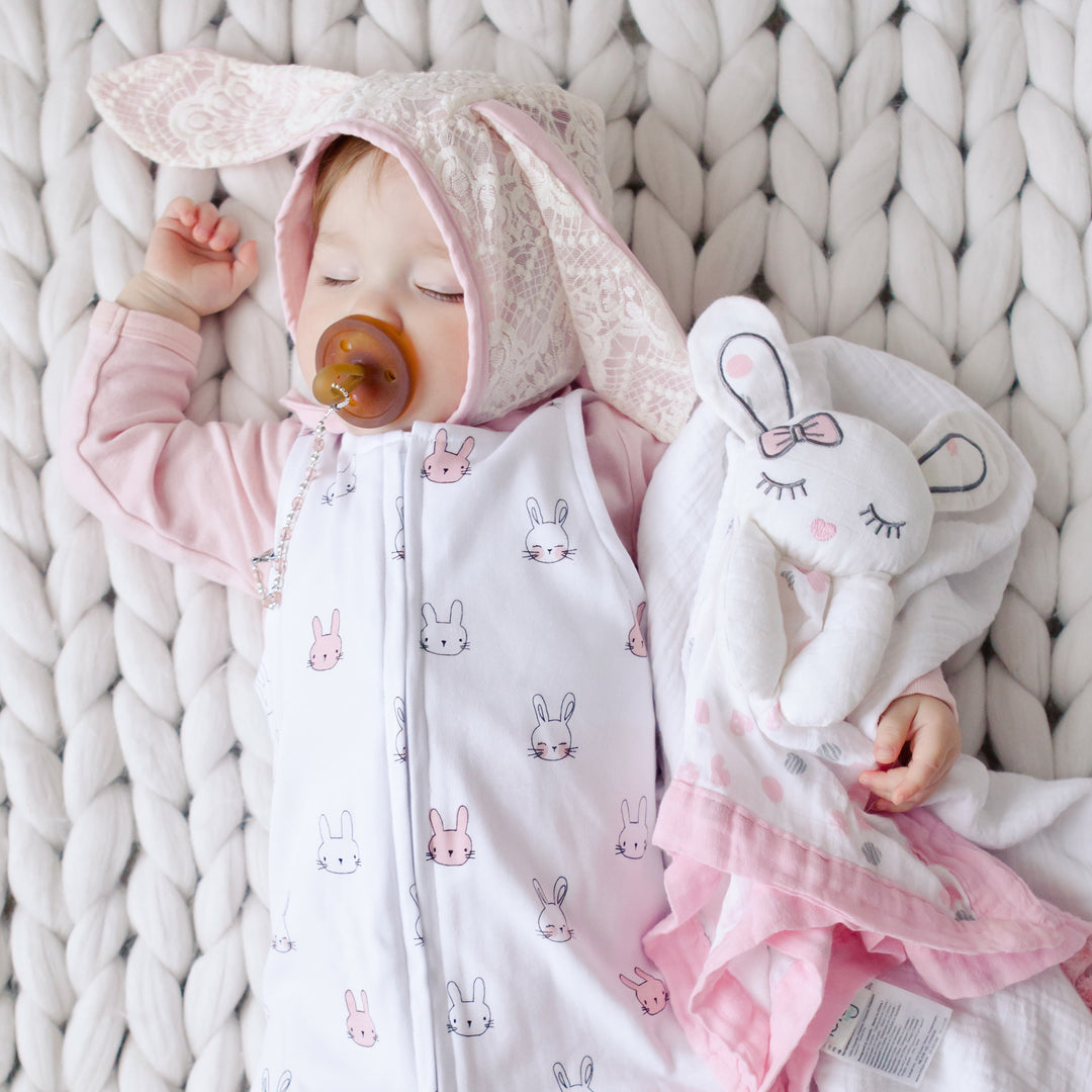 Cotton Muslin Lovey - Pink Bunny