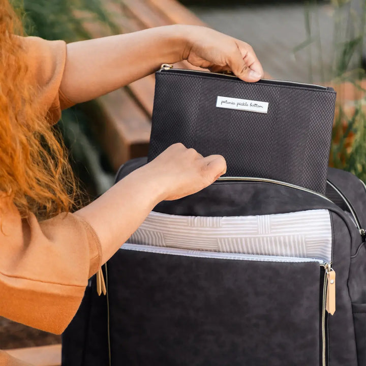 Boxy Backpack Deluxe Diaper Bag in Carbon Cable Stitch