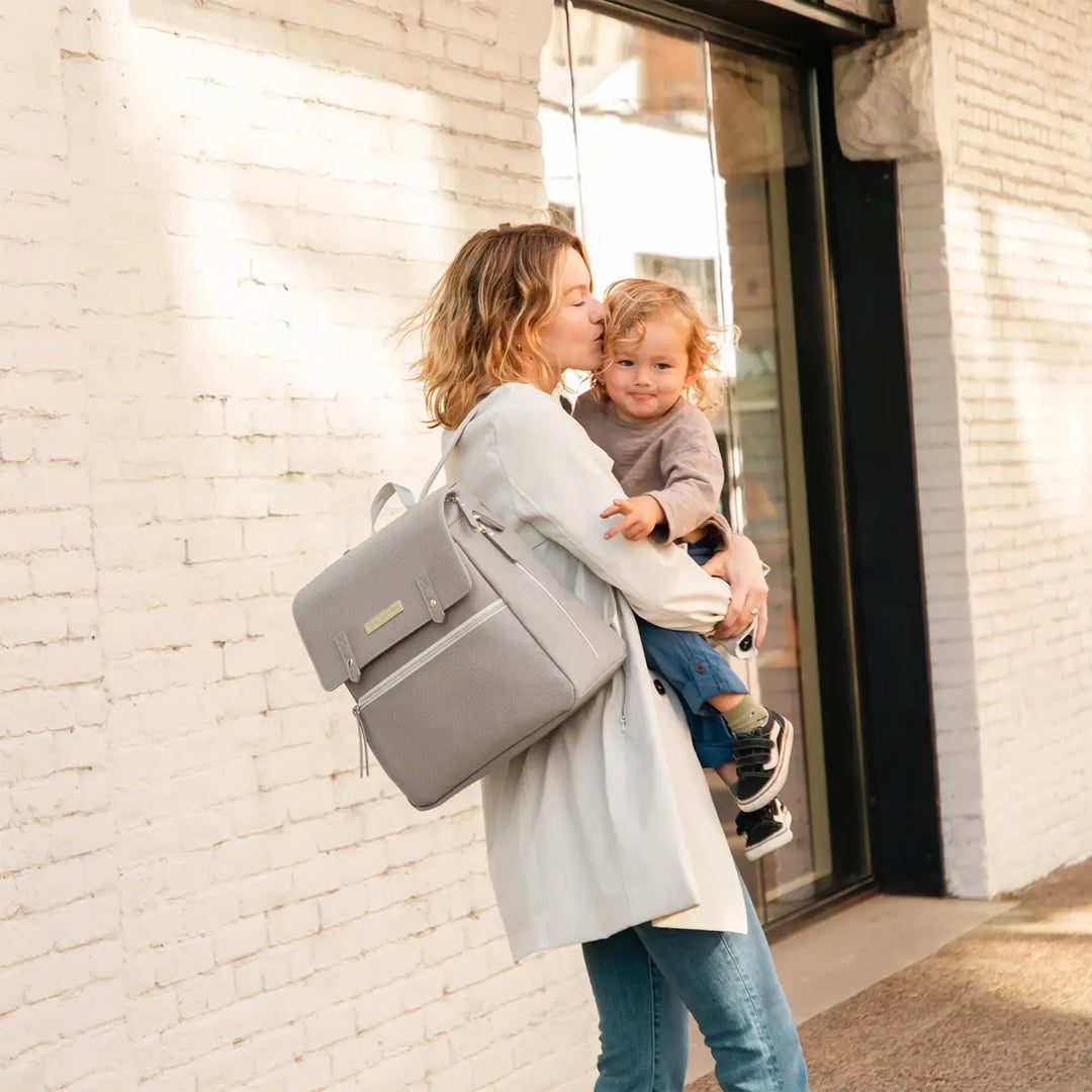 Meta Backpack Diaper Bag in Sand Cable Stitch