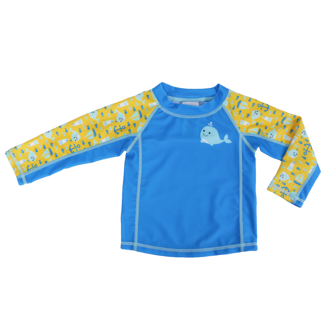 d - ZOOCCHINI - Baby Rashguard L/S Swim Top - Whale - 6-12M Long Sleeve Baby UPF50+ Rashguard Swim Top - Whale 810608033726