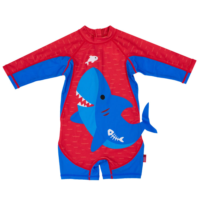 ZOOCCHINI - BabyTddlr Rashguard 1Pc Swimsuit Blu Shark 6-12M Baby + Toddler UPF50+ Rashguard One Piece Swimsuit - Blue Shark 810608032149