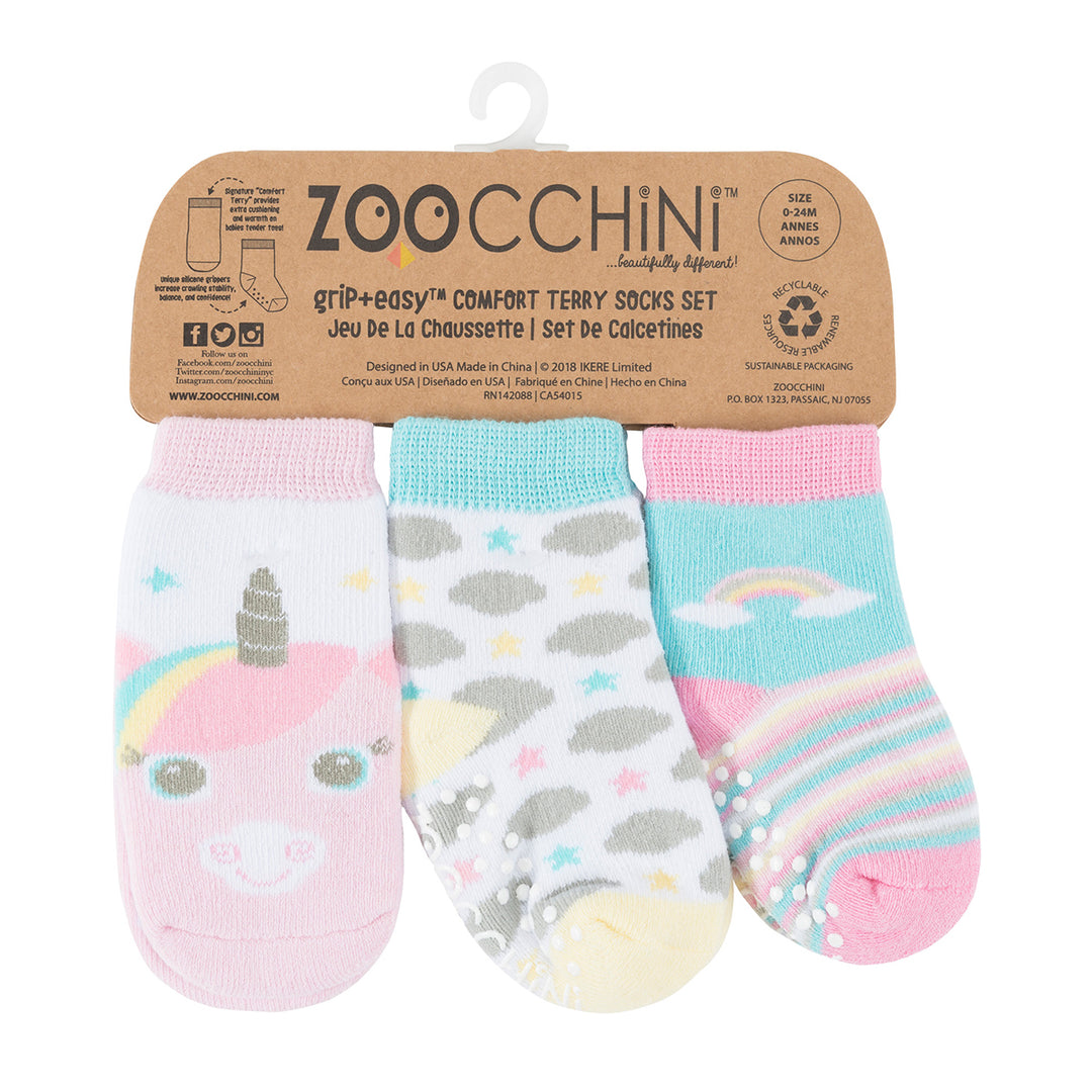 Comfort Terry Socks Set - 3 Pair -  Allie the Alicorn 0-24M