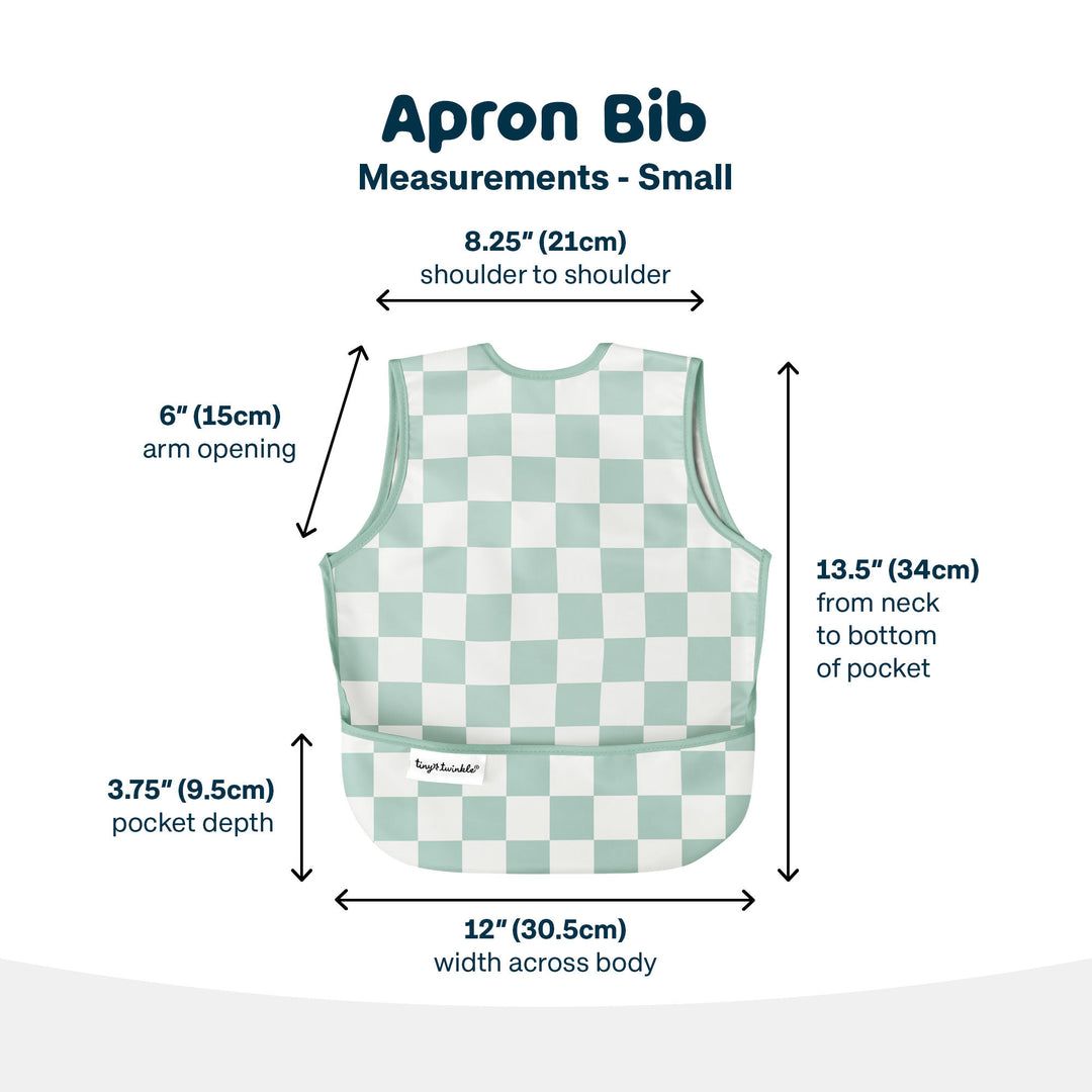 Mess-proof Apron Bib - Sage Checkers