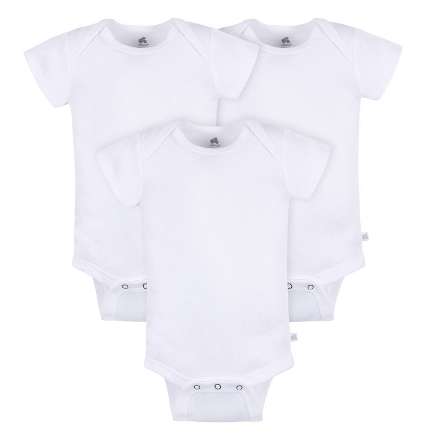 d - Just Born -3pk ShortSleeve Bodysuit White - 3-6M JUST BORN Onesies Short Sleeve 3 Pack 032633138140