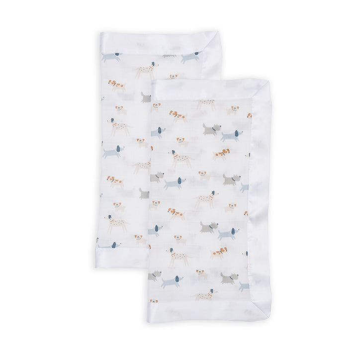 Lulujo - Security Blankets 2PK Muslin Cotton - Puppy Dog Cotton Security Blankets - 2 pack - Puppy Dog 628233459367