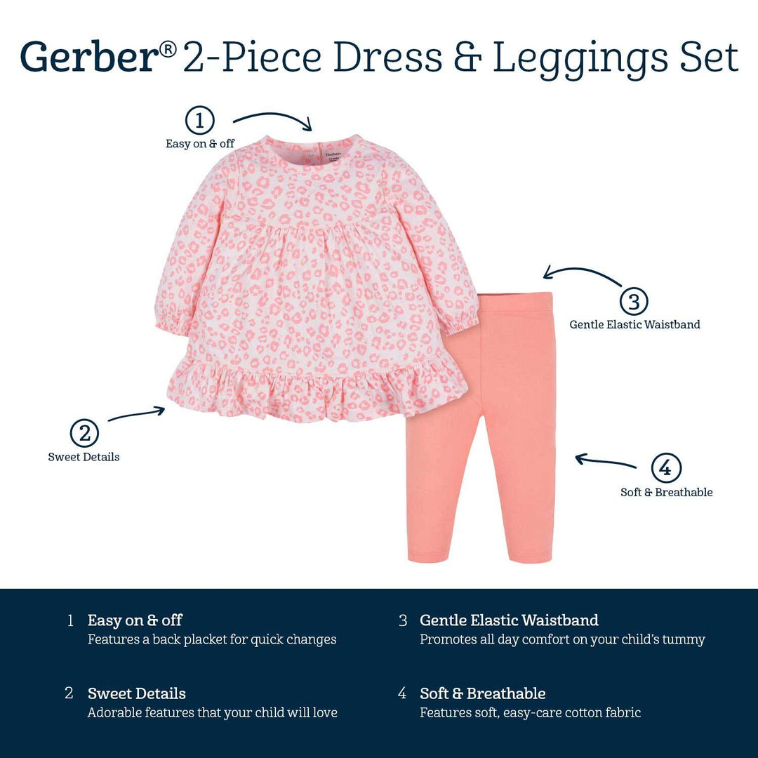 2 Piece Toddler Girls Leopard Dress & Legging Set   Prepack of 6