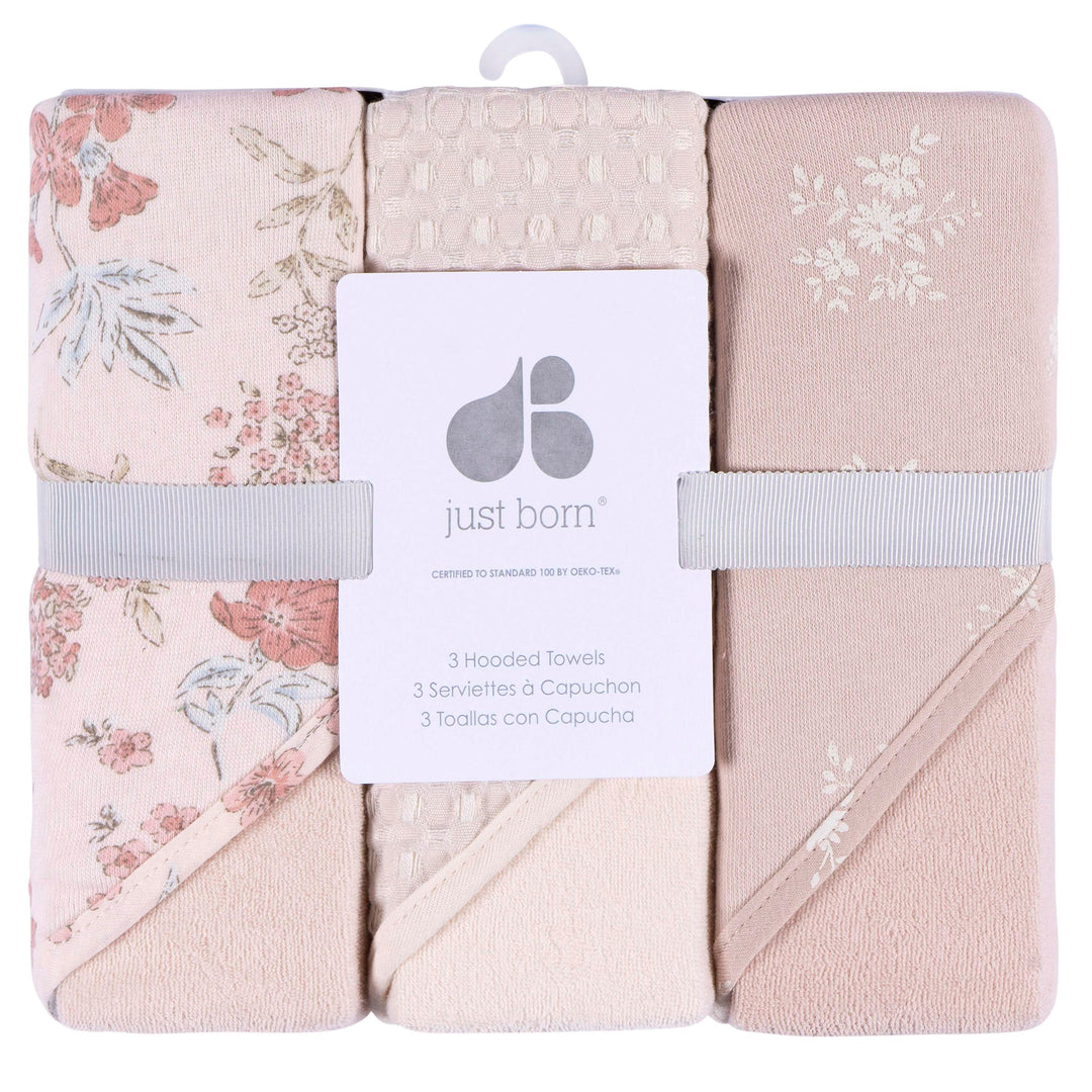 3-Pack Hooded Towels - Pink