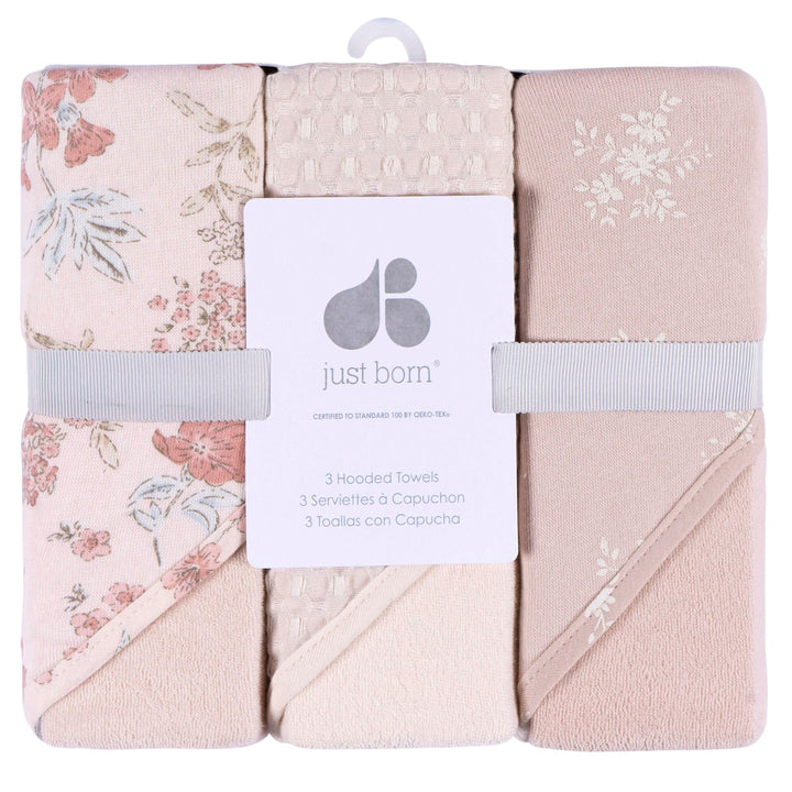 3-Pack Hooded Towels - Pink