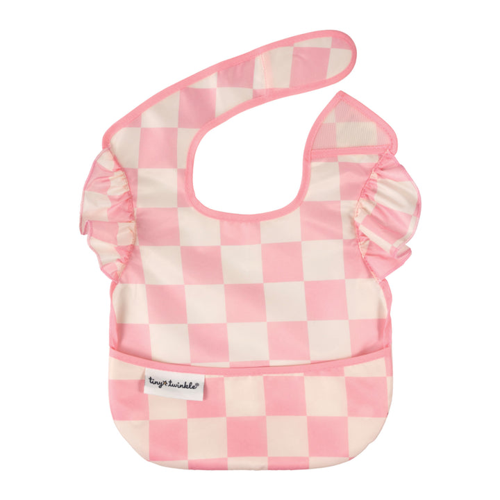 Tiny Twinkle - Mess Proof Easy Bib Ruffle - Pink Check 6-24M Mess Proof Easy Bib Ruffle - Pink Check 810027536877