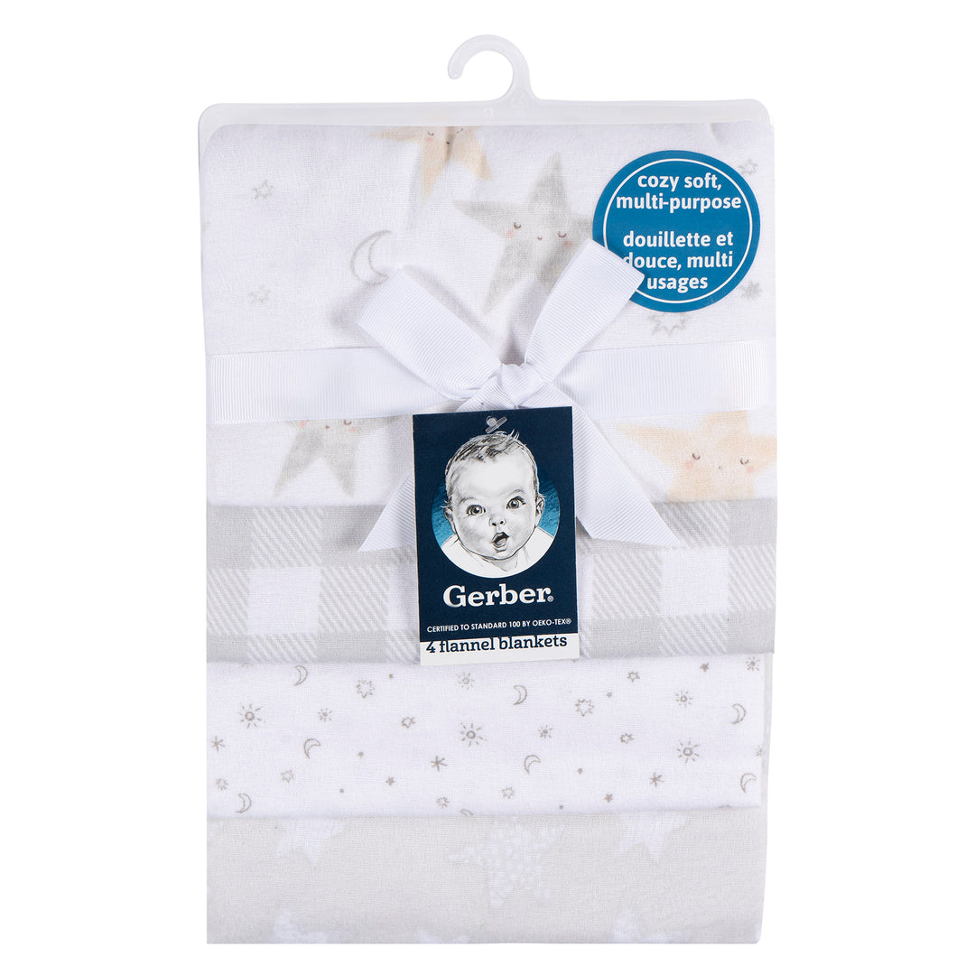 4 pack Flannel Receiving Blanket - Celestial